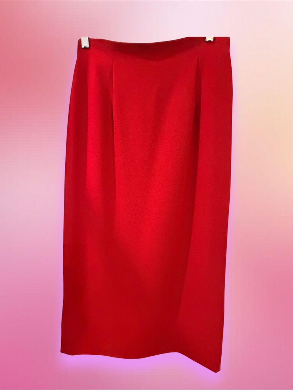 Jones Wear Vibrant Red Midi Pencil Skirt, Lined, Back Zip, High Waist, Sz 6